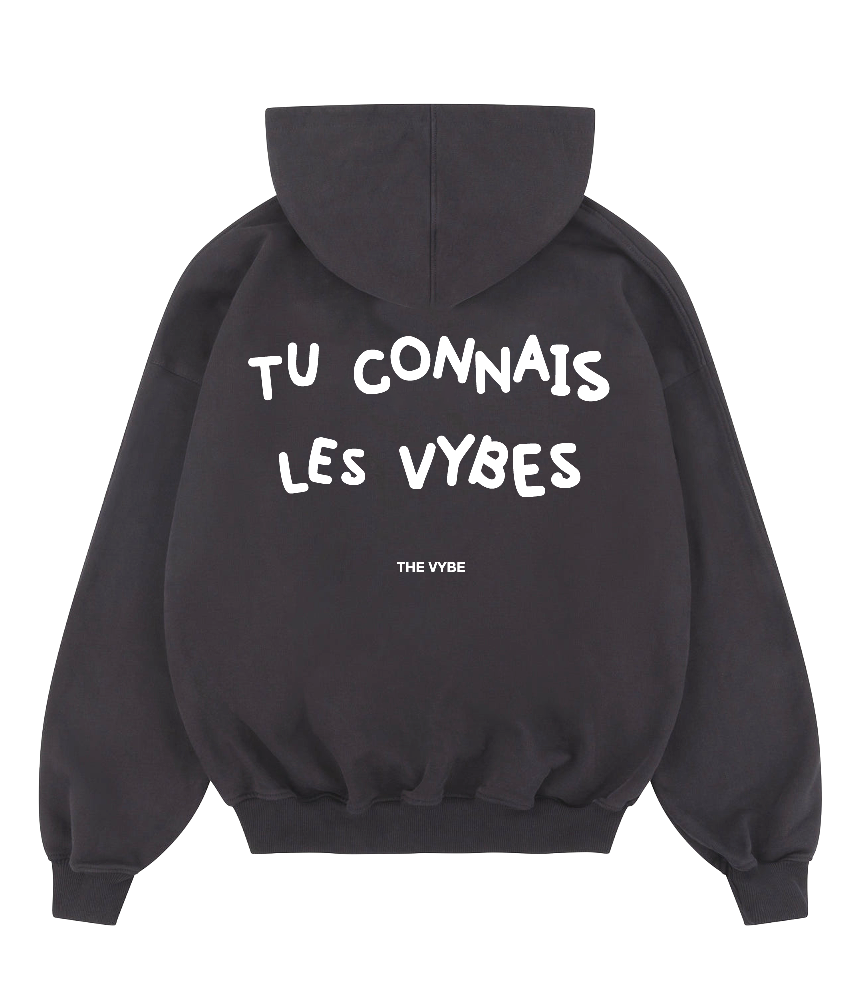 Washed Grey Tu Connais Les Vybes Hoodie